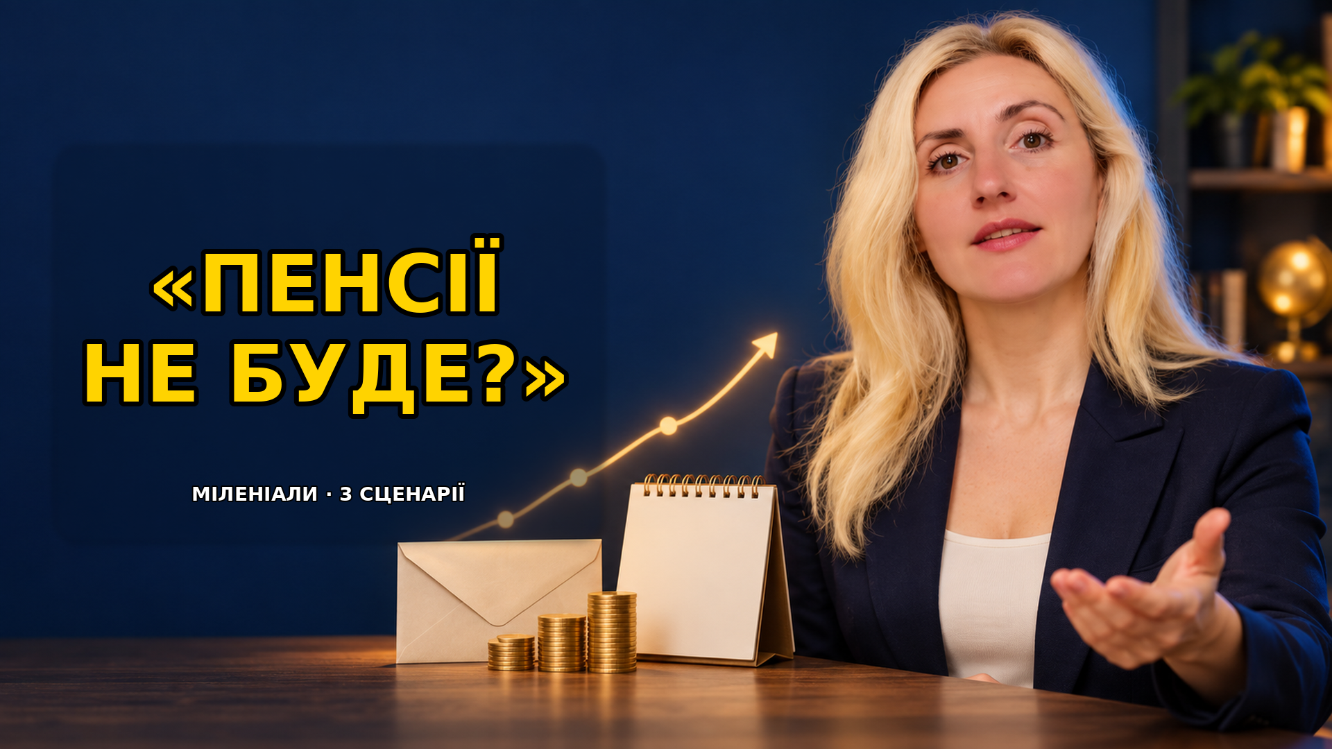 Консультант спокійно дивиться в камеру; тема міленіали і пенсійне планування